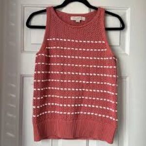 Elegant Coral Sleeveless Knit Tank Top